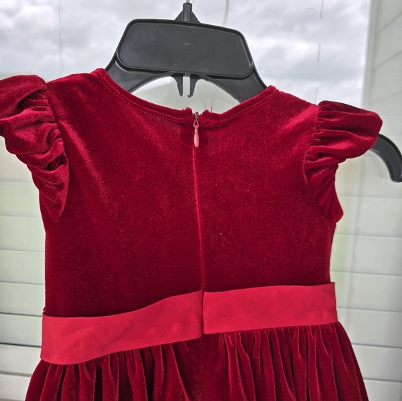 Jessica Ann Velvet Red Girls Dress size 3T Front Bow Party - Picture 11 of 11